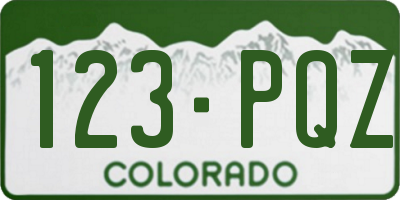 CO license plate 123PQZ