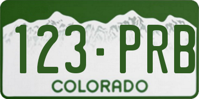 CO license plate 123PRB