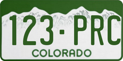 CO license plate 123PRC