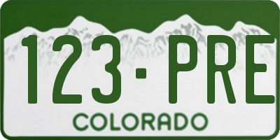 CO license plate 123PRE