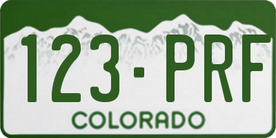 CO license plate 123PRF