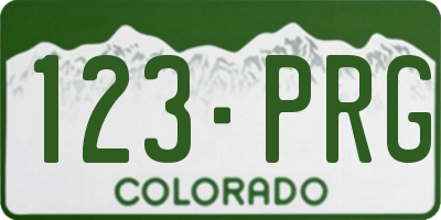 CO license plate 123PRG
