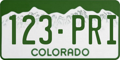 CO license plate 123PRI