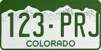 CO license plate 123PRJ