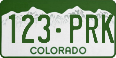 CO license plate 123PRK