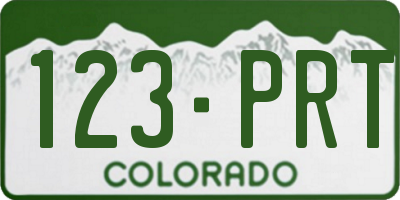 CO license plate 123PRT