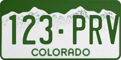 CO license plate 123PRV