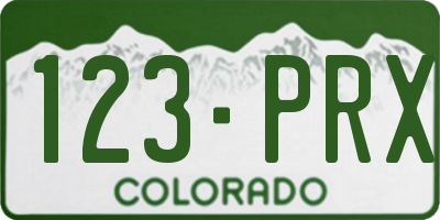 CO license plate 123PRX