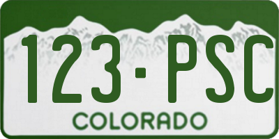 CO license plate 123PSC