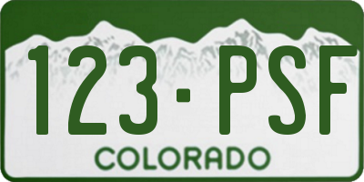 CO license plate 123PSF