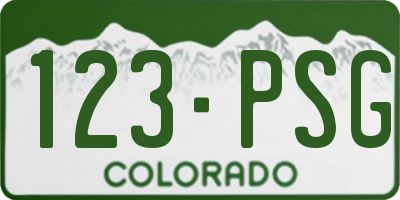 CO license plate 123PSG