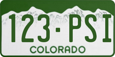 CO license plate 123PSI
