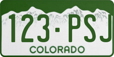 CO license plate 123PSJ