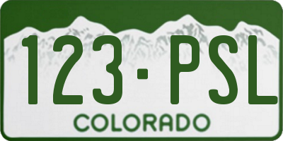 CO license plate 123PSL