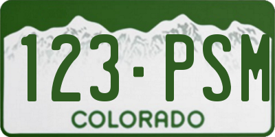 CO license plate 123PSM