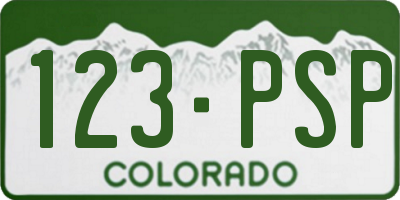 CO license plate 123PSP