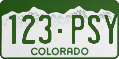 CO license plate 123PSY