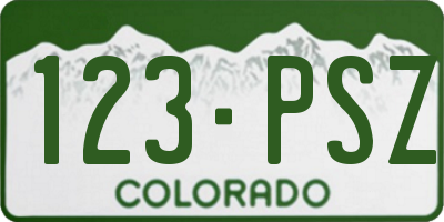 CO license plate 123PSZ