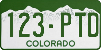 CO license plate 123PTD