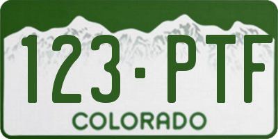 CO license plate 123PTF