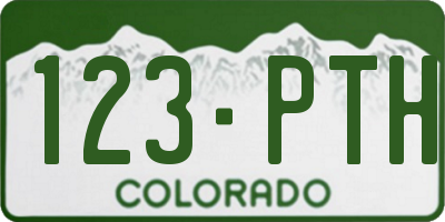 CO license plate 123PTH