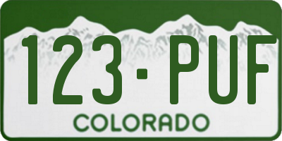 CO license plate 123PUF