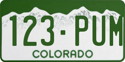 CO license plate 123PUM