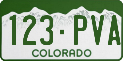 CO license plate 123PVA