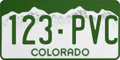 CO license plate 123PVC