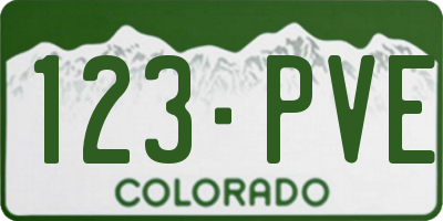 CO license plate 123PVE