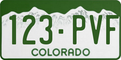 CO license plate 123PVF