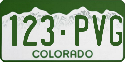 CO license plate 123PVG