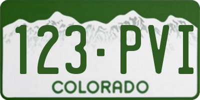 CO license plate 123PVI