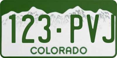CO license plate 123PVJ