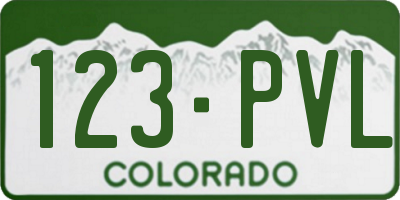 CO license plate 123PVL