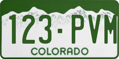 CO license plate 123PVM