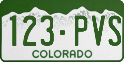 CO license plate 123PVS