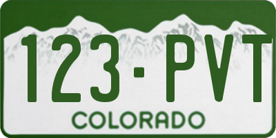 CO license plate 123PVT