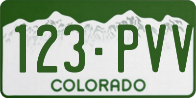CO license plate 123PVV