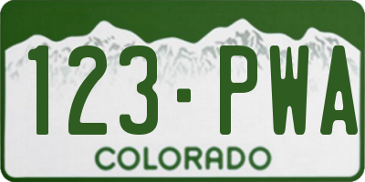 CO license plate 123PWA