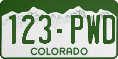 CO license plate 123PWD