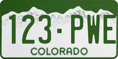 CO license plate 123PWE