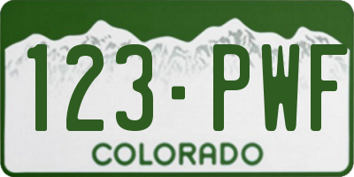 CO license plate 123PWF