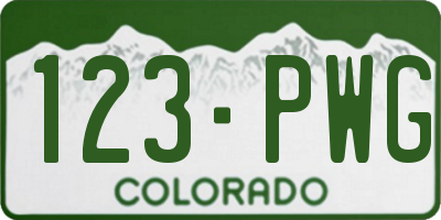 CO license plate 123PWG