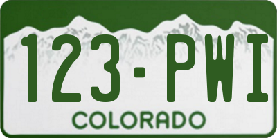 CO license plate 123PWI