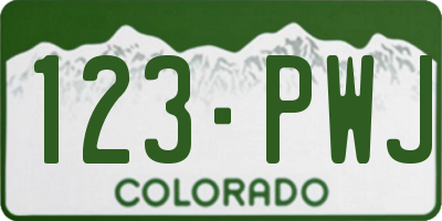 CO license plate 123PWJ