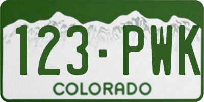 CO license plate 123PWK