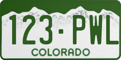 CO license plate 123PWL