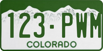 CO license plate 123PWM