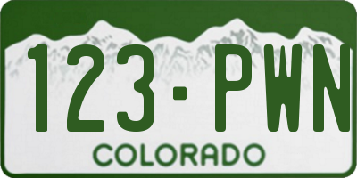 CO license plate 123PWN